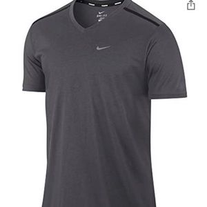 Nike DF Tailwind V-Neck Mens Running Shirt Size L Grey EUC Dri-fit -Nike Running